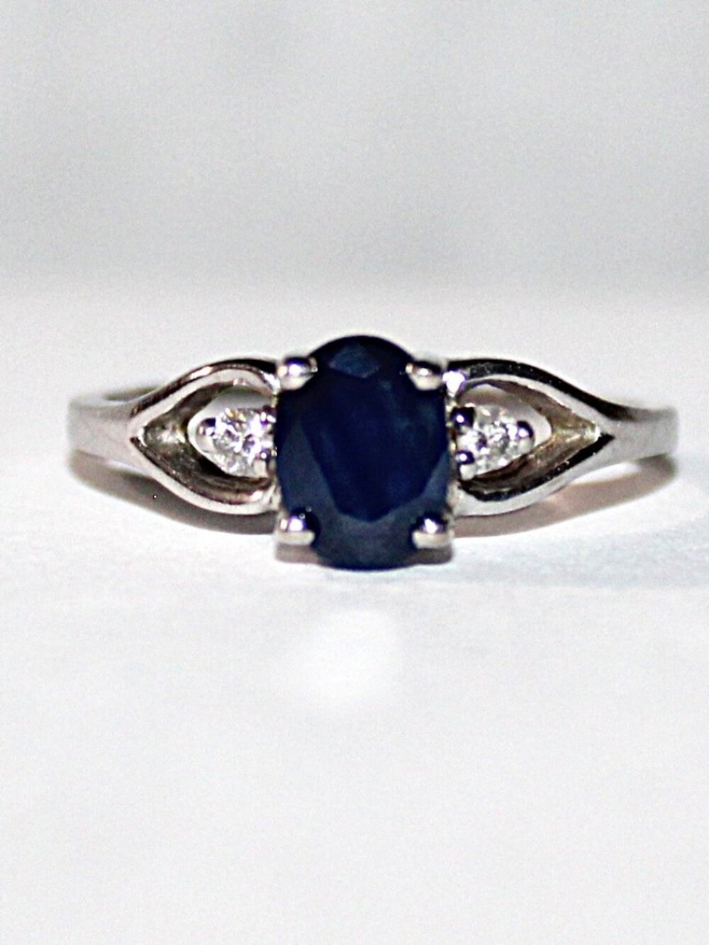 1ct Sapphire 14kt White Gold Ring Size 7